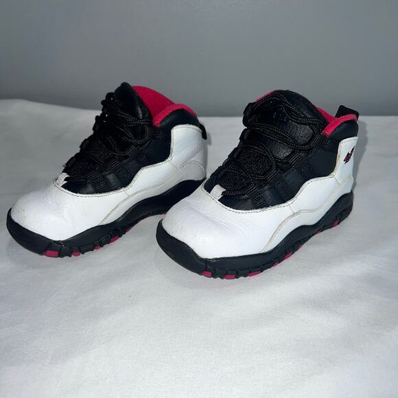 JORDAN 10 Retro Toddler Shoes White Black Red Varsity Chicago Sneakers Size 7C - Picture 4 of 10
